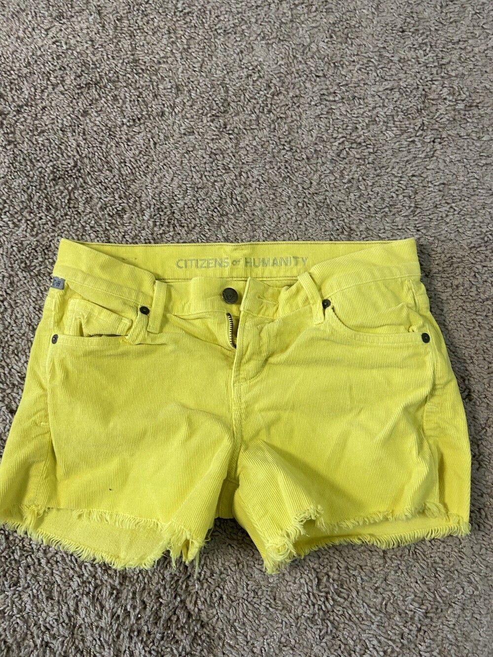 Citizens Of Humanity Shorts Corduroy Yellow Shorts Size 25